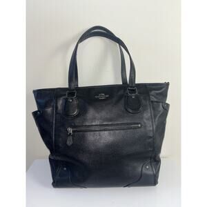 Coach Mickie Tote Black Pebbled Leather F34039 Shoulder Hobo Tote Gunmetal
